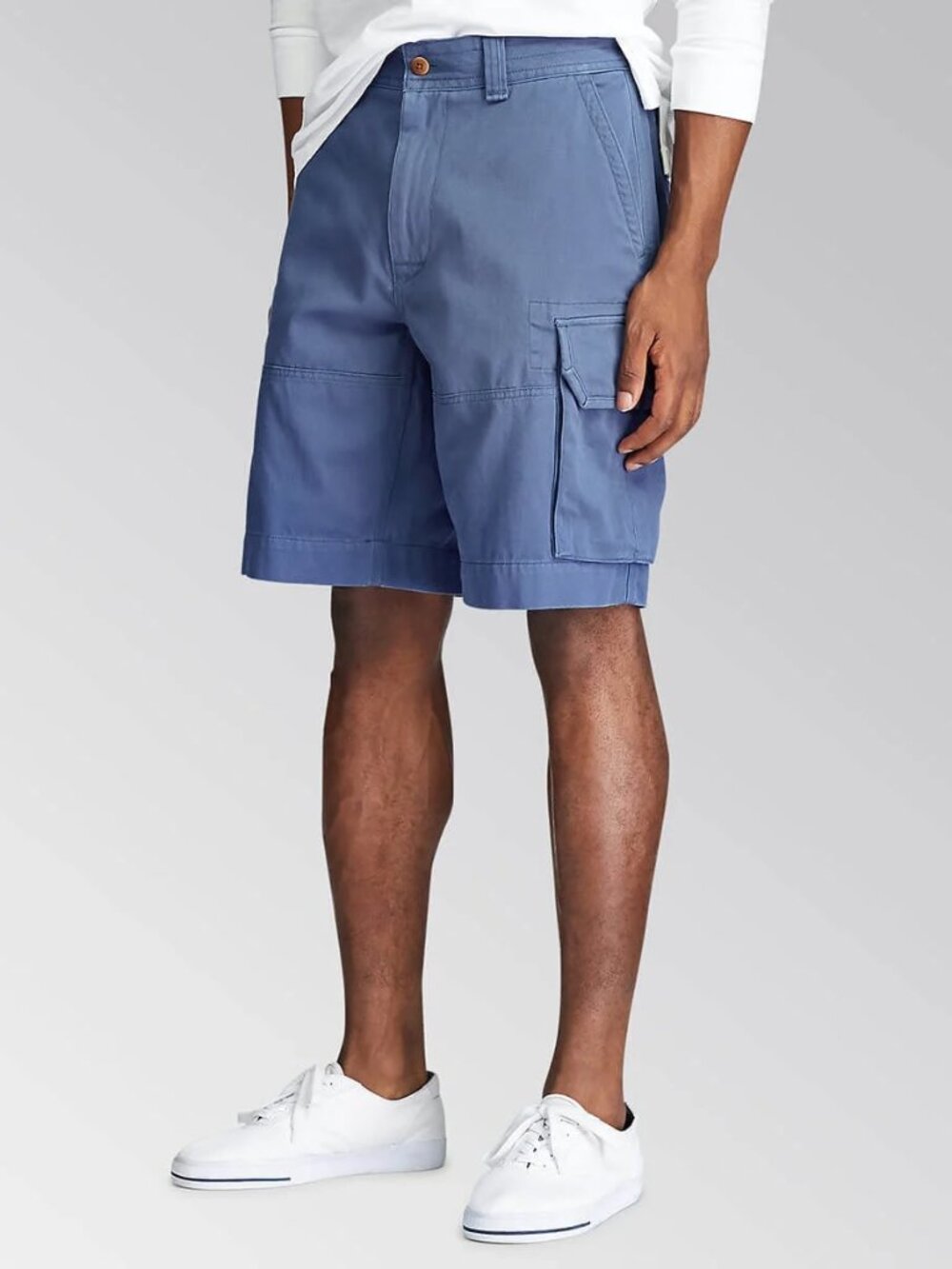 POLO RALPH LAUREN Slate Blue 100% Cotton Twill Utility Cargo Shorts, Size 35/L